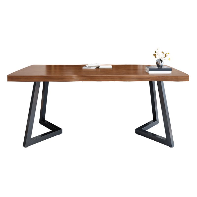 Escritorio de oficina rectangular industrial con patas de metal escritura de escritura de madera maciza