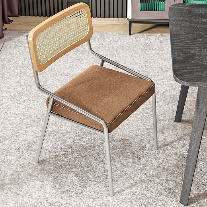 Glam Style Dining Chair Upholstered Cane Back Chair for Dining Room Clearhalo 'Dining Chairs' 'Dining Tables & Seating' 'dining_chair' 'furn' 'furn_dining_chair' 'Furniture' 'furniture_dining_chair' 'Kitchen & Dining Furniture' 1200x1200_de80f9f7-04a6-4aa4-902b-65e5f2974f84