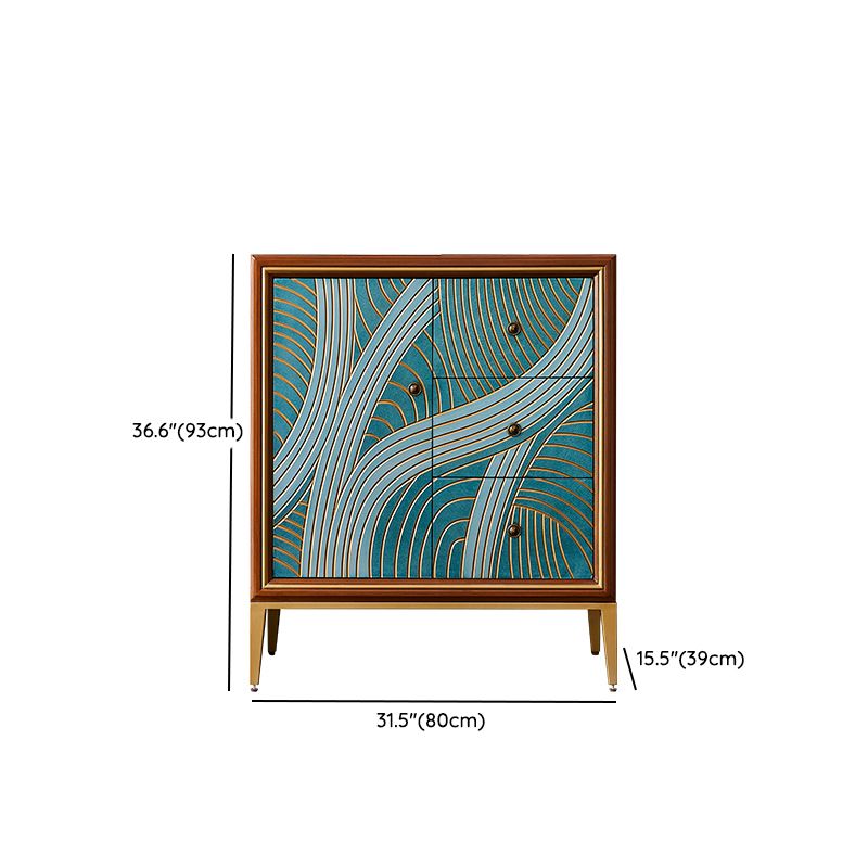 Cassa in legno di stoccaggio in stile glam con cassetti a chiusura morbida per la casa