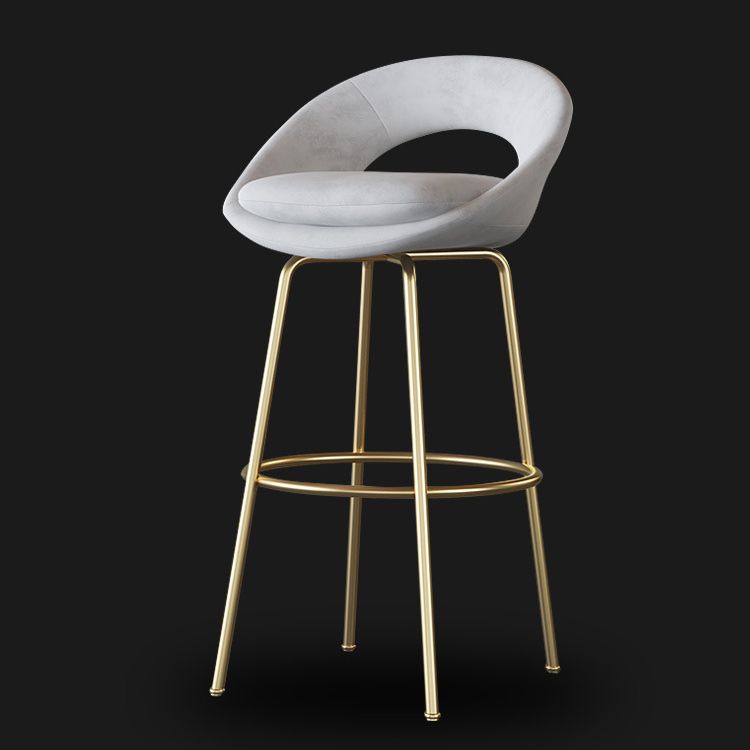 Contemporary Armless Backrest Counter Stool Iron Bar Stool with Cushion and Footrest