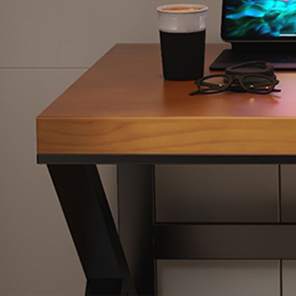 Tavolo da laptop rettangolare rettangolare da scrivania in legno massiccio contemporaneo