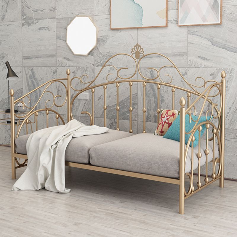 Luxurious Open-Frame Bed 45.28-inch High Metal Child's Bed with Headboard