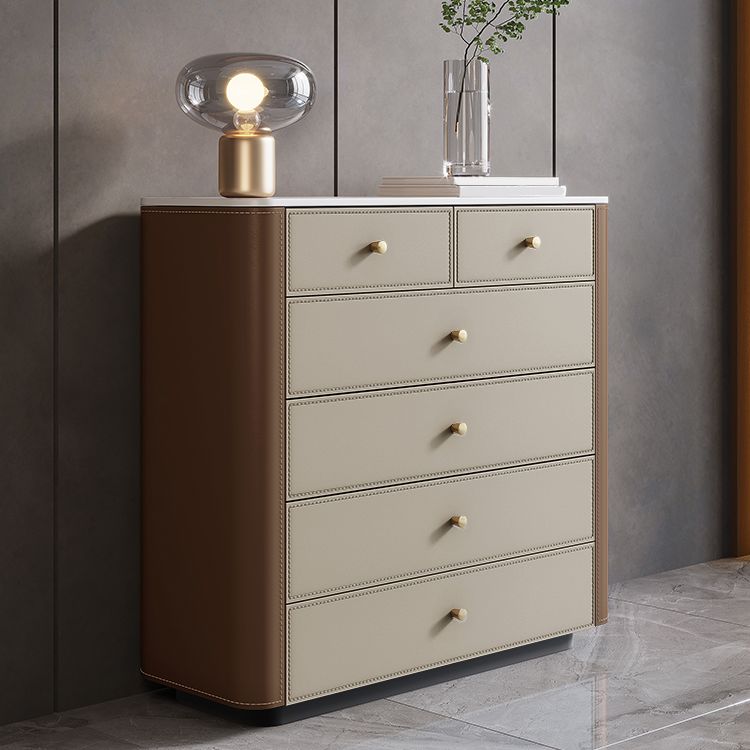 Commode contemporaine en pierre de 15,6 pouces de largeur avec 6 tiroirs