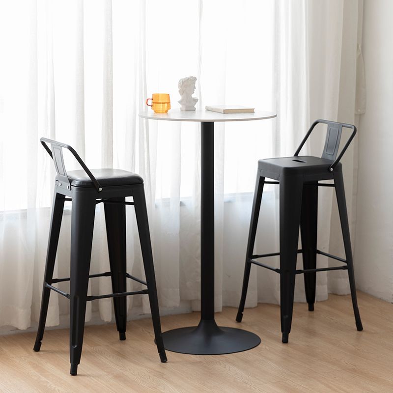 Nordic Armless Backrest Counter Stool Iron Cafe Bar Stool with Seat and Pedal