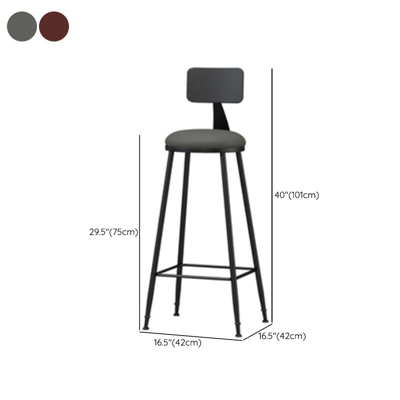 Industrial Style Armless Counter Stool Faux Leather Counter-height Stool Clearhalo 'Bar Furniture' 'Bar Stools' 'bar_stools' 'furn' 'furn_bar_stools' 'Furniture' 'Kitchen & Dining Furniture' 1200x1200_de882066-e5cf-4d2f-a780-92a10a307357