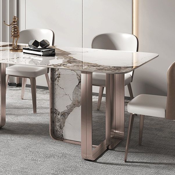 Traditional Luxury Dining Table Sintered Stone Rectangle Dining Table with Rose Gold Frame Clearhalo ' dining_table' 'Dining Tables & Seating' 'Dining Tables' 'furn' 'furn_dining_table' 'Furniture' 'furniture_dining_table' 'Kitchen & Dining Furniture' 'kitchen&dining_furn' 'kitchen' 'kitchen_dining_table' 1200x1200_de89193b-7fdd-48f7-bb22-01bd2c95e087