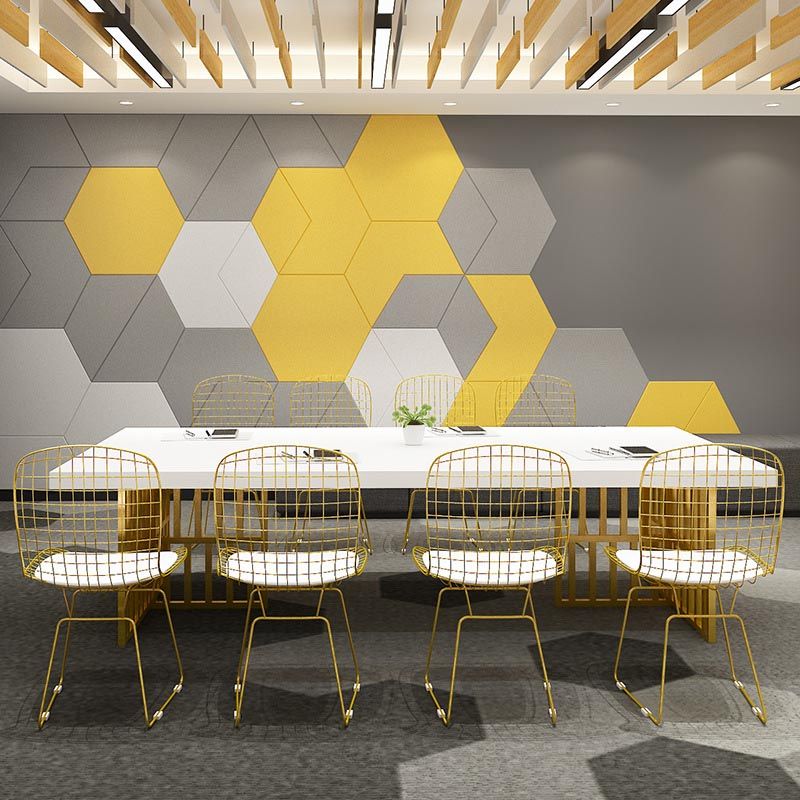 Escritorio de escritura de madera de pino blanca escritorio de base de hierro dorado escritorio rectangular