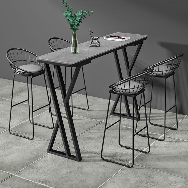 Industrial Stone Pub Table Set 1/2/5 Pieces Rectangle Indoor Bar Pub Table Set Clearhalo 'Bar Furniture' 'furn' 'furn_home_bar_bar_sets' 'Furniture' 'Home Bars & Bar Sets' 'home_bar_bar_sets' 'Kitchen & Dining Furniture' 1200x1200_de8a2d42-ef32-4c01-9f2c-cf2966afa7ad