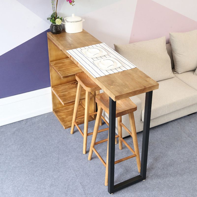 Modern Bar Wine Table with Storage Indoor Rectangle Counter Height Table in Natural Clearhalo 'Bar Furniture' 'Bar Tables' 'bar_tables' 'furn' 'furn_bar_tables' 'Furniture' 'furniture_bar_tables' 'Kitchen & Dining Furniture' 1200x1200_de8a6aa3-a240-4801-99e2-cc75dcd5e1aa