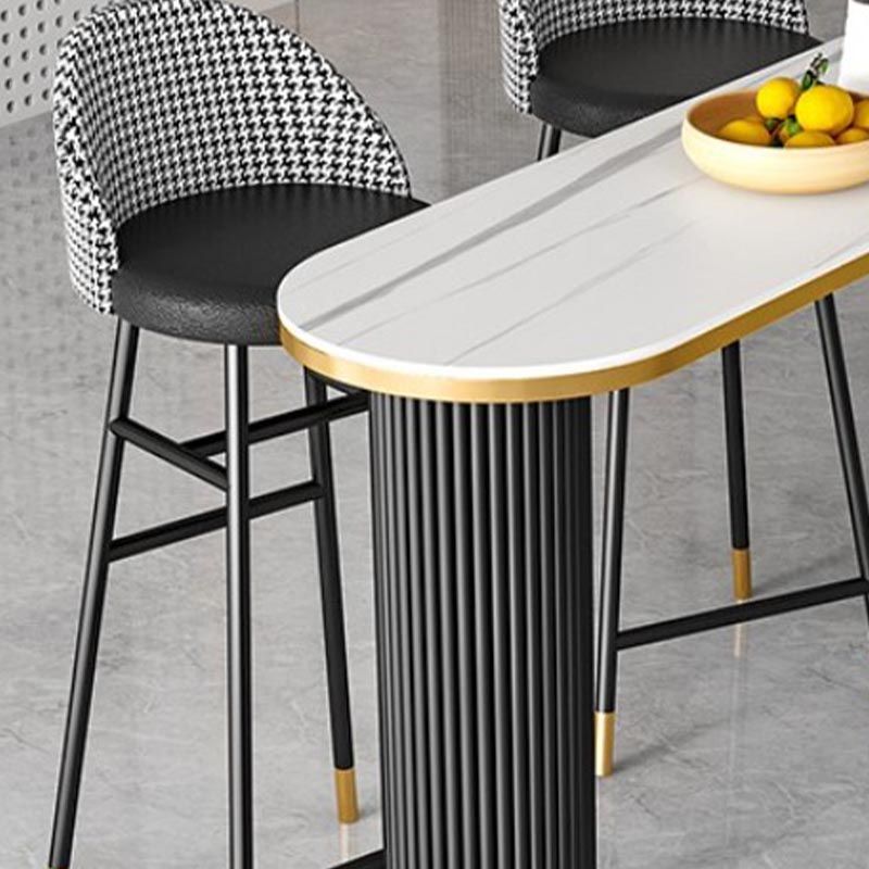 Mesa de pub con tapa de piedra ovalada Glam Style Mesa tipo isla de 42 pulgadas de altura
