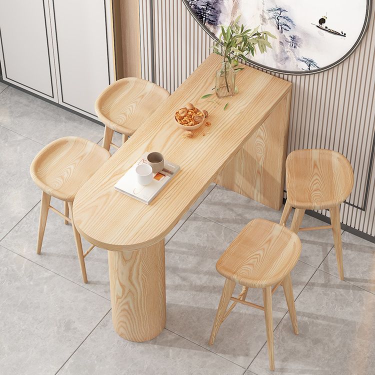 Mesa de comedor de madera Mesa de bar con pedestal doble contemporánea