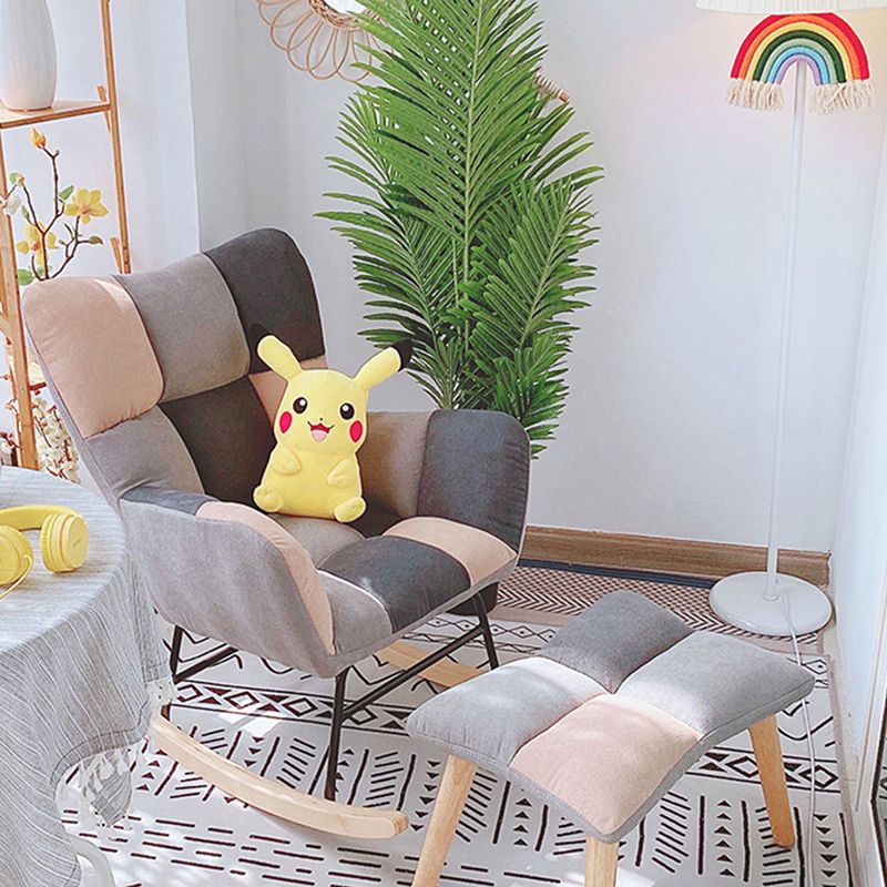 Chaise à bascule de tissu panneau de couleur contemporain coussin tufted chaise de culbuteur avec ottoman