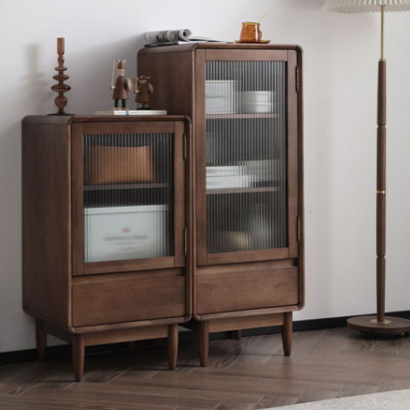 Modern Accent Cabinet with Solid Wood Straight Legs Chest with 1 Drawer and 1 Door