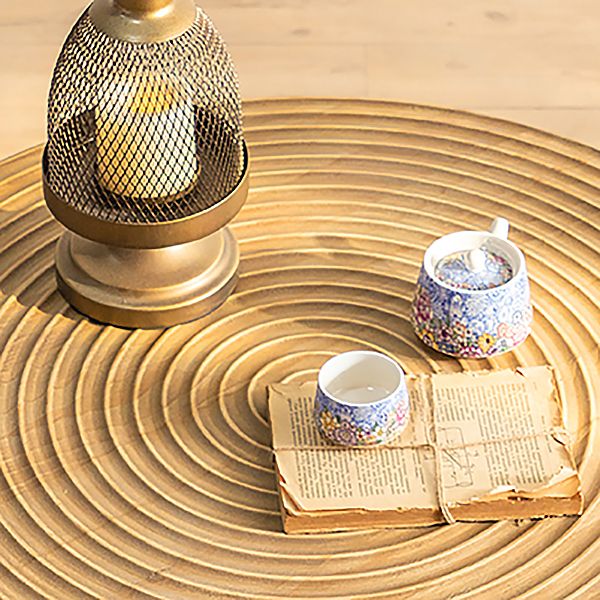 Table basse en bois moderne, Table de Cocktail ronde en forme de dessus pour le salon
