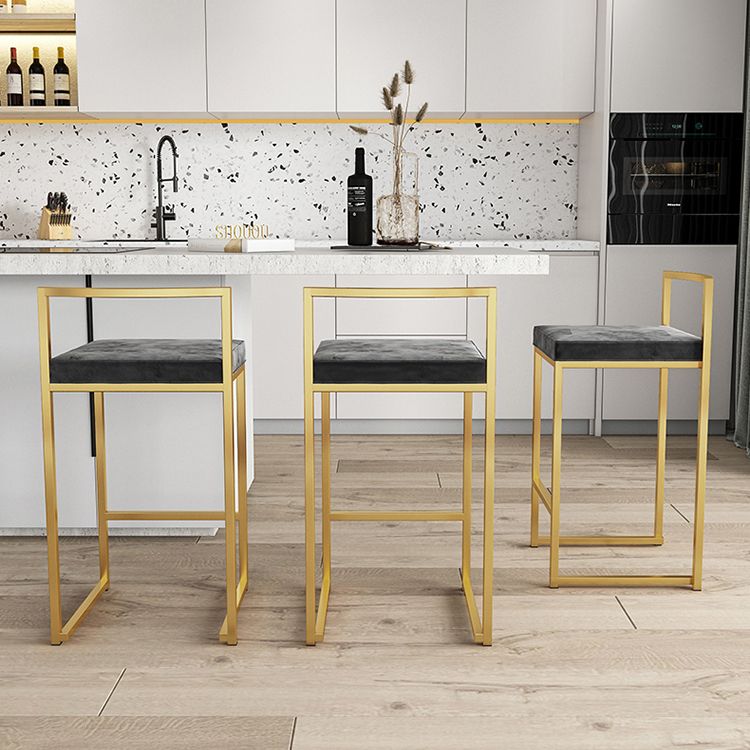 Nordic Backrest Armless Counter Stool Iron Kitchen Bar Stool with Cushion and Pedal Clearhalo 'Bar Furniture' 'Bar Stools' 'bar_stools' 'furn' 'furn_bar_stools' 'Furniture' 'Kitchen & Dining Furniture' 1200x1200_de92f190-15a6-4f89-ae44-8e66e2c1ade6