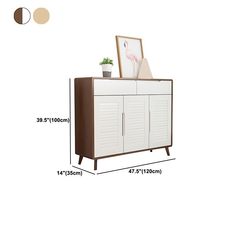 Gabinete contemporáneo de acento de madera maciza con 2 cajones y puertas