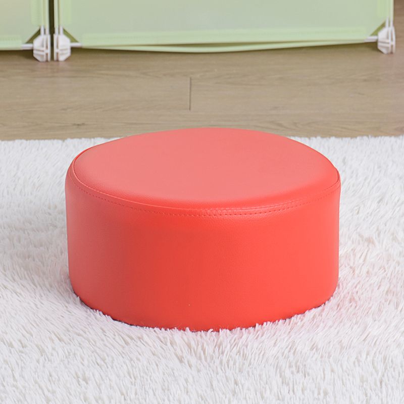 Pink Water Resistant Standard Round Solid Color PVC Modern Pouf