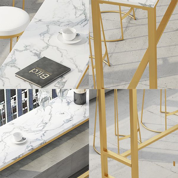 Steen rechthoek bar eettafel eigentijdse balktafel met schroefbasis in goud