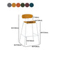Industrial Iron Legs Bar Stool PU Leather Low Back Barstools for Living Room