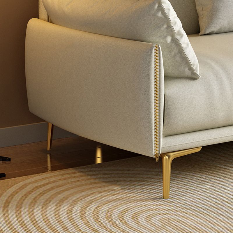 Pillow Top Arm Sofa Light Yellow Luxurious Sofa with Bolster Pillows