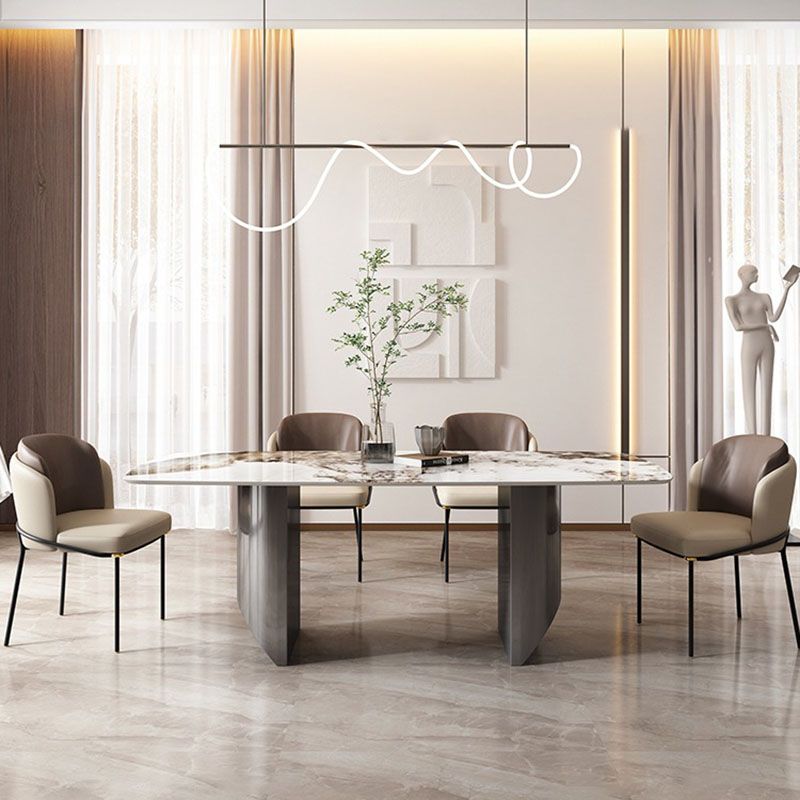 1/2/5/6/7 Pieces Dining Set Modern Sintered Stone Dining Table set with Leather Chairs Clearhalo 'Dining Room Sets' 'Dining Tables & Seating' 'dining_room_set' 'furn' 'furn_dining_room_set' 'Furniture' 'furniture_dining_room_set' 'Kitchen & Dining Furniture' 'kitchen&dining_furn' 'kitchen' 1200x1200_de9da932-50dc-4f14-a5ff-a6f6c25b612a