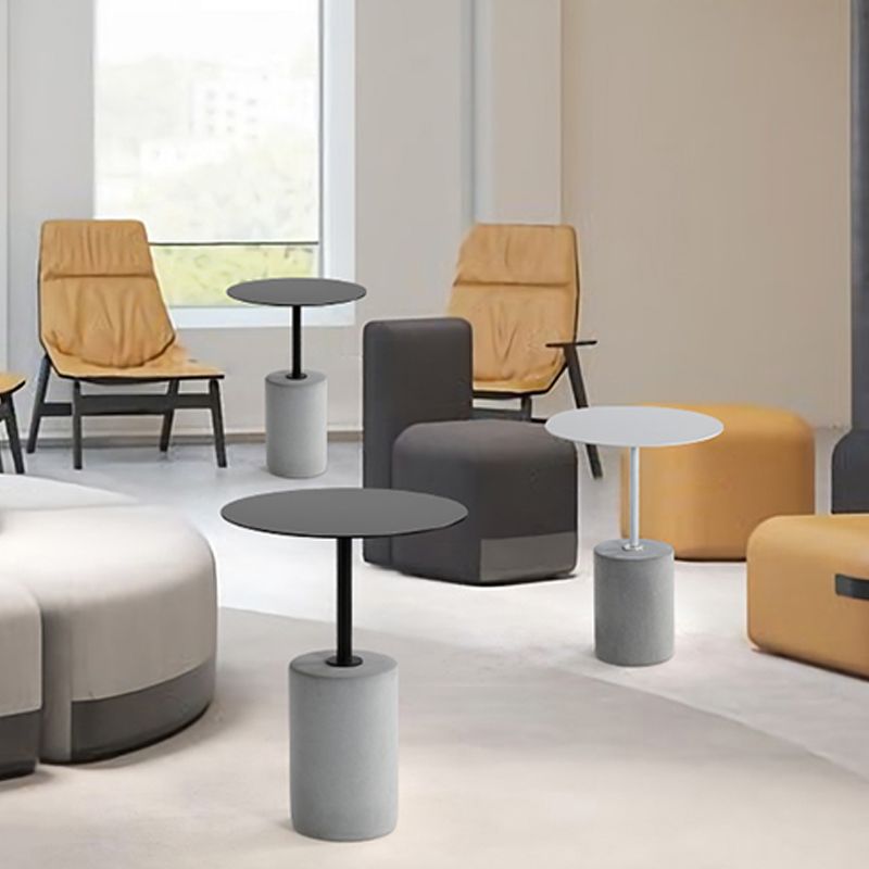 Round Metal Top Pedestal Side Table Pedestal End Table for Living Room