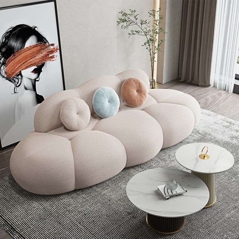 Sofá de lana de sofá curva sin brazo contemporáneo con espalda apretada para sala de estar