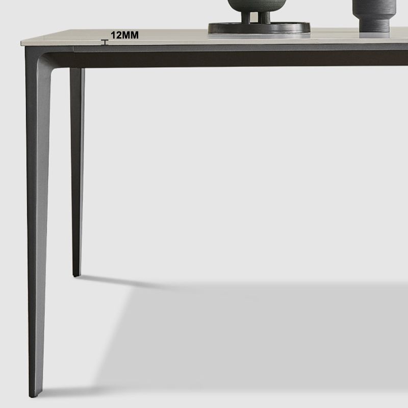 Modern Stone Top Rectangle Dinette Table Metal Base Dining Table in White Clearhalo 'Dining Tables & Seating' 'Dining Tables' 'dining_table' 'furn' 'furn_dining_table' 'Furniture' 'furniture_dining_table' 'Kitchen & Dining Furniture' 'kitchen' 'kitchen_dining_table' 1200x1200_de9e433f-5590-45e1-a77d-14f5bafe18cc