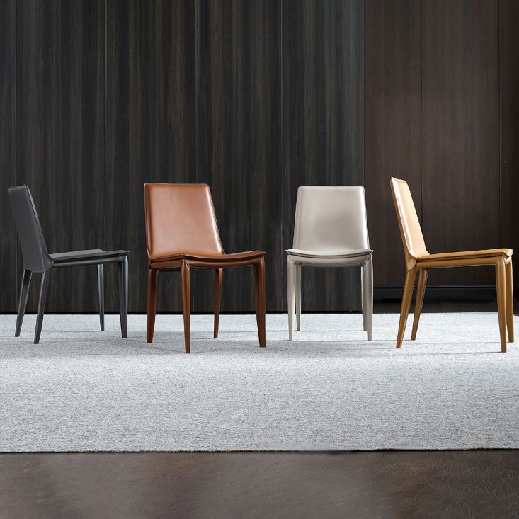 Simple Design Leather Chairs Dining Room Solid Back Side Chair (Set of 2) Clearhalo ' kitchen&dining_furn' 'Dining Chairs' 'Dining Tables & Seating' 'dining_chair' 'furn' 'furn_dining_chair' 'Furniture' 'furniture_dining_chair' 'Kitchen & Dining Furniture' 'kitchen' 1200x1200_de9e8b48-c516-4524-9cf2-ebfe17aac028