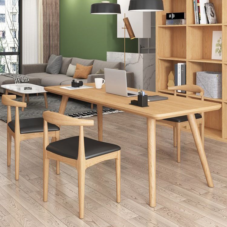 ソリッドウッド湾曲した会議テーブルホームオフィスモダンライティングデスク