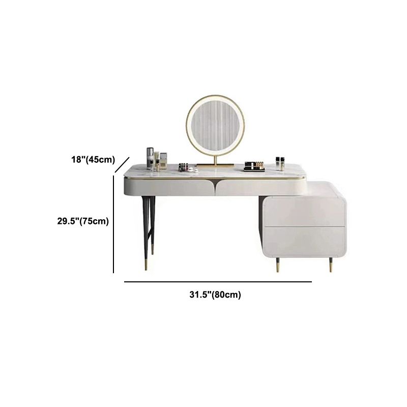 Rock Slate Off-White-Schminktisch mit 4 Schubladen Metallbasis