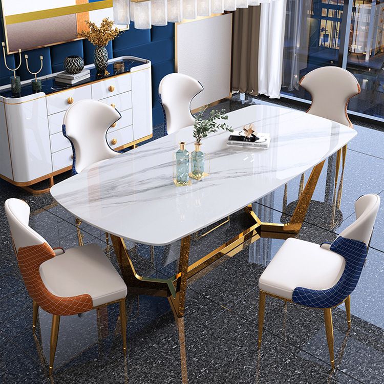 Glam Style Dining Sintered Stone Table Dining Rectangle Table for Kitchen Clearhalo 'Dining Tables & Seating' 'Dining Tables' 'dining_table' 'furn' 'furn_dining_table' 'Furniture' 'Kitchen & Dining Furniture' 1200x1200_dea1af03-71de-46d2-bf8b-f8cacb11bdbd