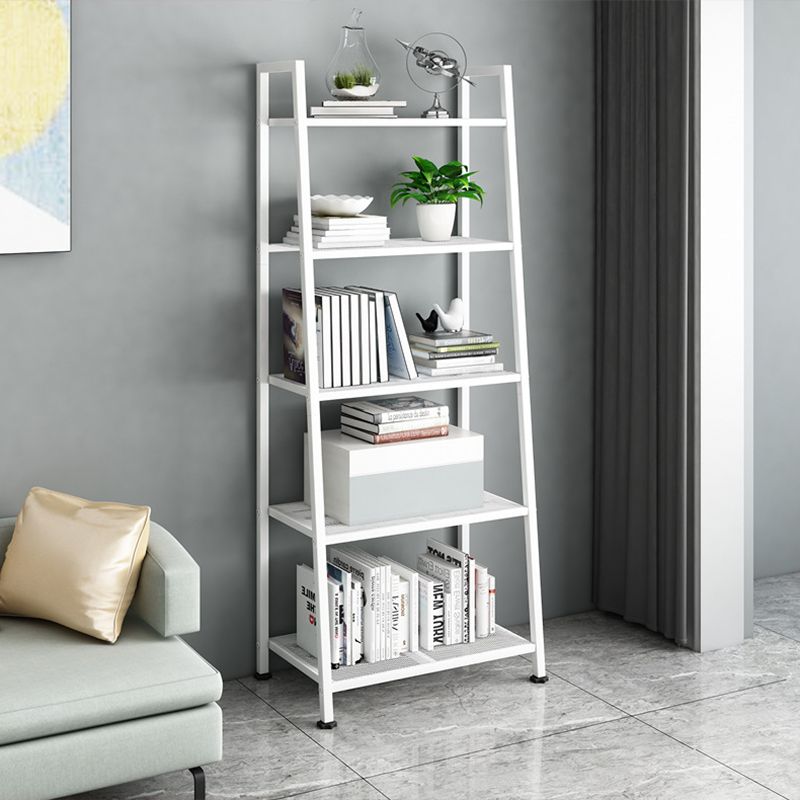 Modern Style Ladder Bookshelf Open Back Metal Bookcase for Home Clearhalo 'Bookcases' 'furn' 'furn_bookcases' 'Furniture' 'Office Furniture' 1200x1200_dea342d0-4a5c-4e0c-b192-611552e0c9cf
