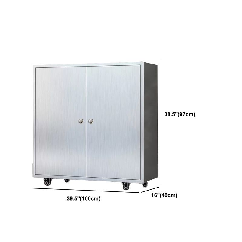 Chrome metalen dressoir met wielen moderne indoor dinerserver met kasten