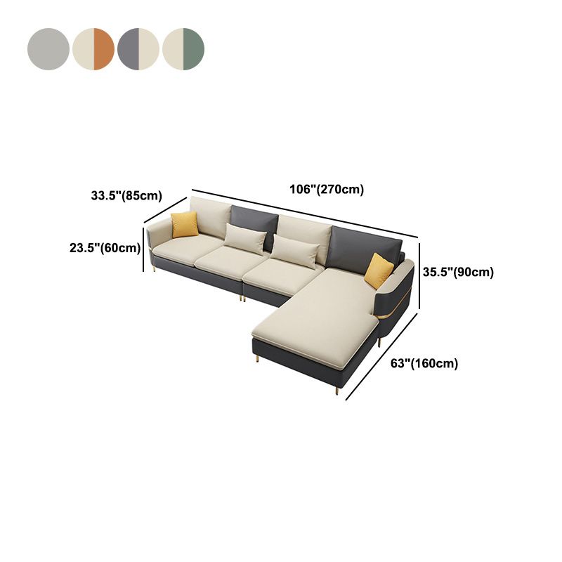106.3" W Square Arm Sofa & Chaise, Faux Leather Sectional Sofa Clearhalo 'furn' 'furn_sectionals' 'Furniture' 'Living Room Furniture' 'Sectionals' 1200x1200_dea44e92-ce49-4494-9c9f-8d7a3840314e
