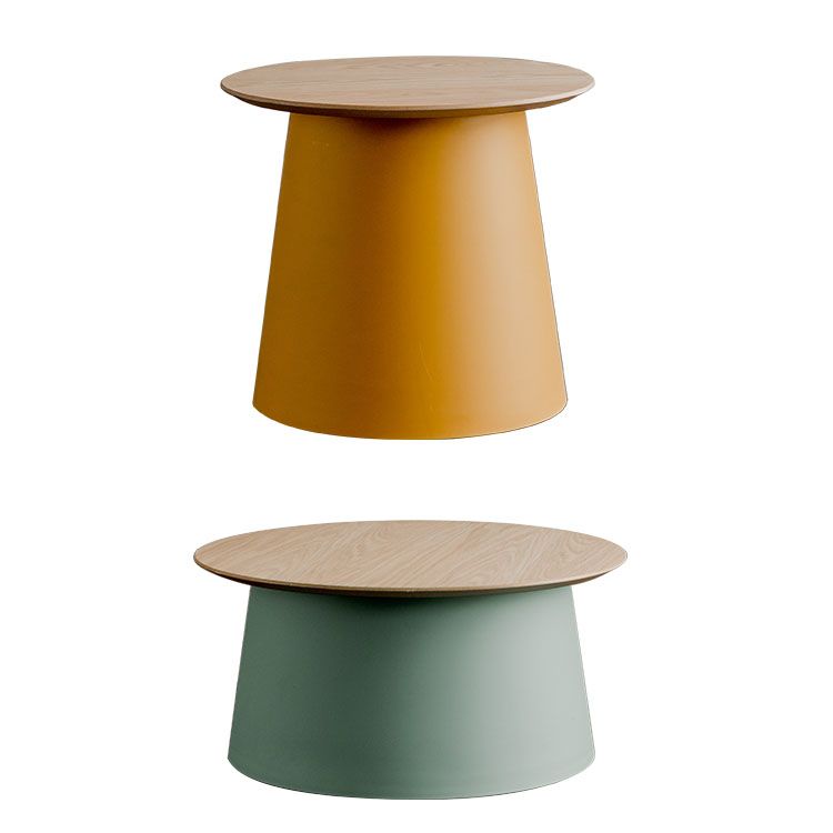 Contemporary Wooden Round Top Table Acrylic Pedestal End Table