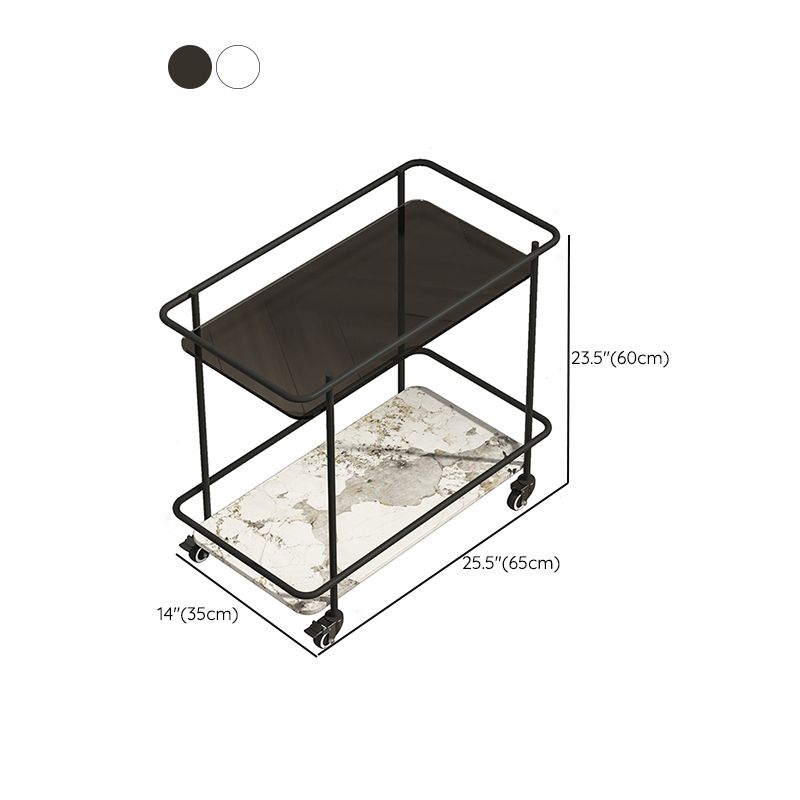 長方形のガラス上部面表23.22 "棚付きの背の高い金属ベースエンドテーブル