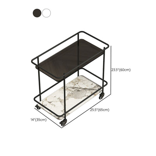 長方形のガラス上部面表23.22 "棚付きの背の高い金属ベースエンドテーブル