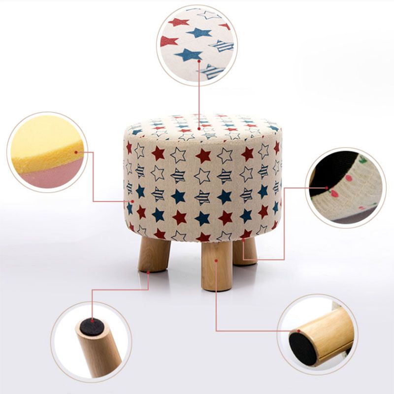 Fabric Standard Stool Contemporary Simple Round Upholstered Ottoman Clearhalo 'furn' 'furn_ottomans_poufs' 'Furniture' 'Living Room Furniture' 'Ottomans & Poufs' 'ottomans_poufs' 1200x1200_dea4e196-fc14-49d0-acef-3e5f1a404c56