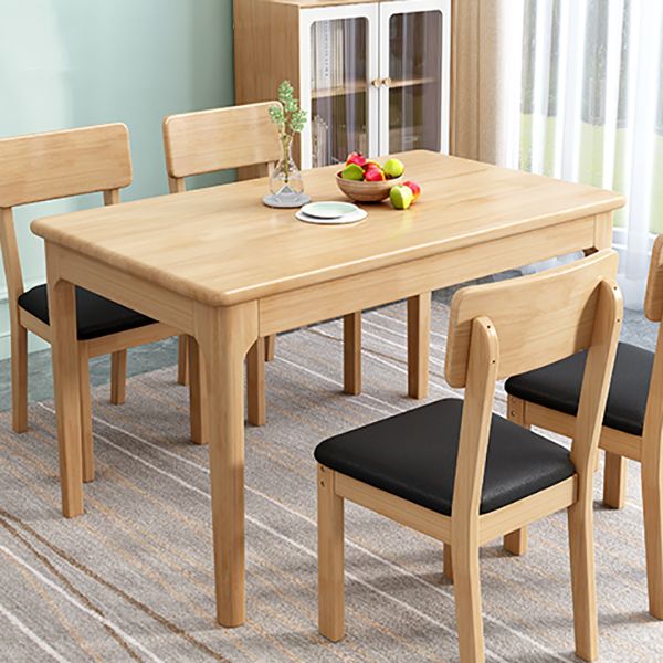 Modern Style Rubberwood Dining Table Rectangle Table with 4 Legs for Home Clearhalo ' dining_table' 'Dining Tables & Seating' 'Dining Tables' 'furn' 'furn_dining_table' 'Furniture' 'furniture_dining_table' 'Kitchen & Dining Furniture' 'kitchen&dining_furn' 'kitchen' 'kitchen_dining_table' 1200x1200_dea62804-4884-403a-8a3a-a2b65af88482