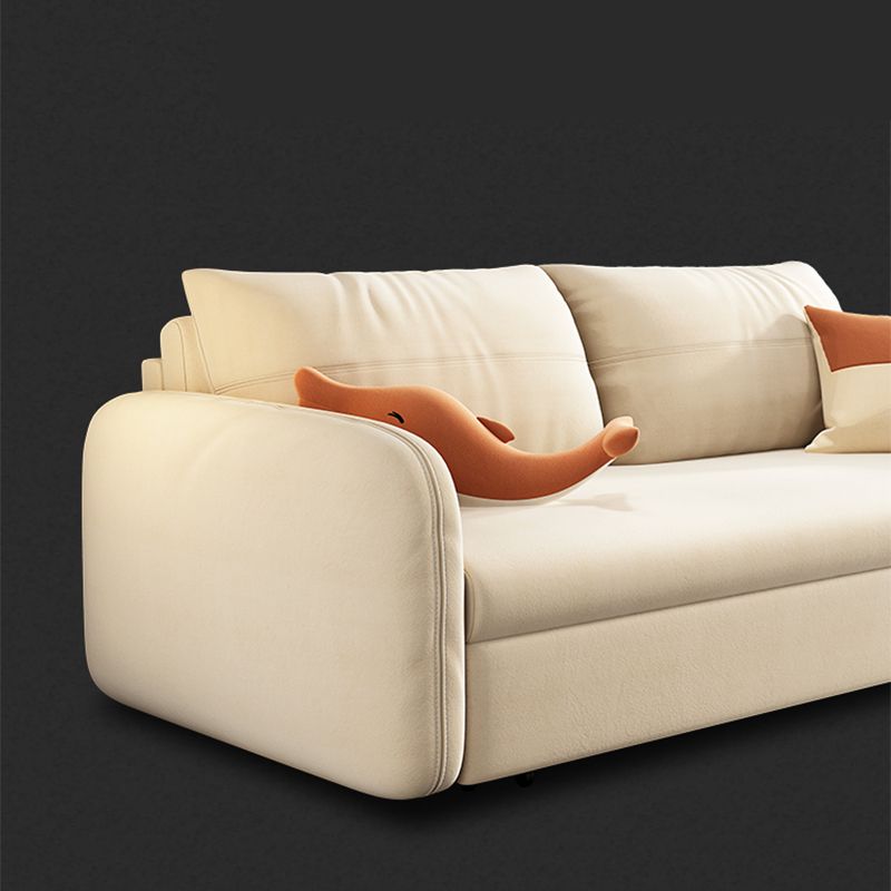 Divano di divano del letto a braccio quadrato moderno di velluto con spazio di archiviazione in beige