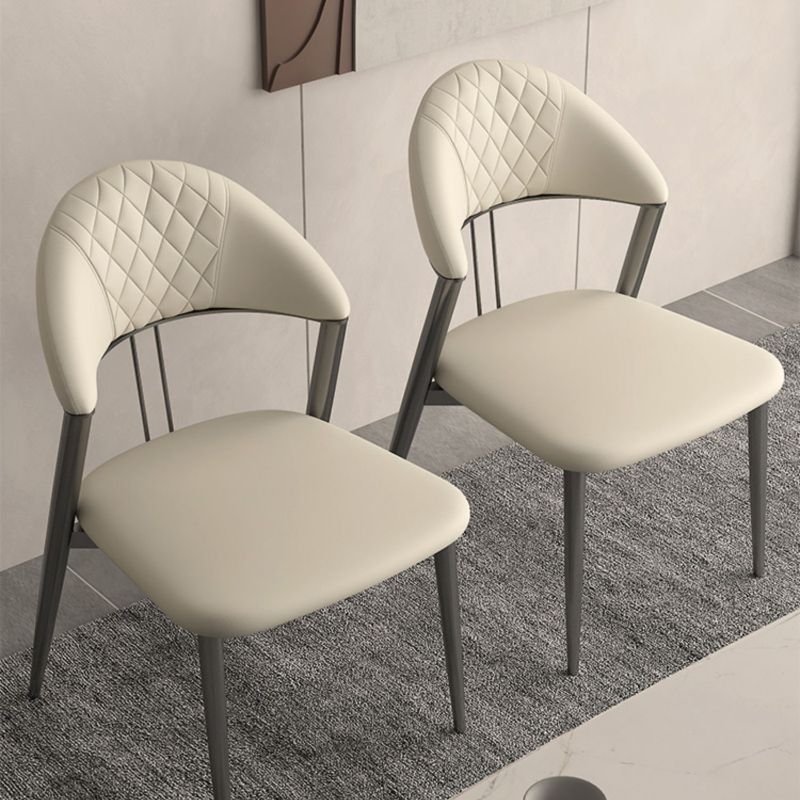 フェイクレザーダイニングチェアノルディックスタイルオープンバックアームレスダイニングルーム用