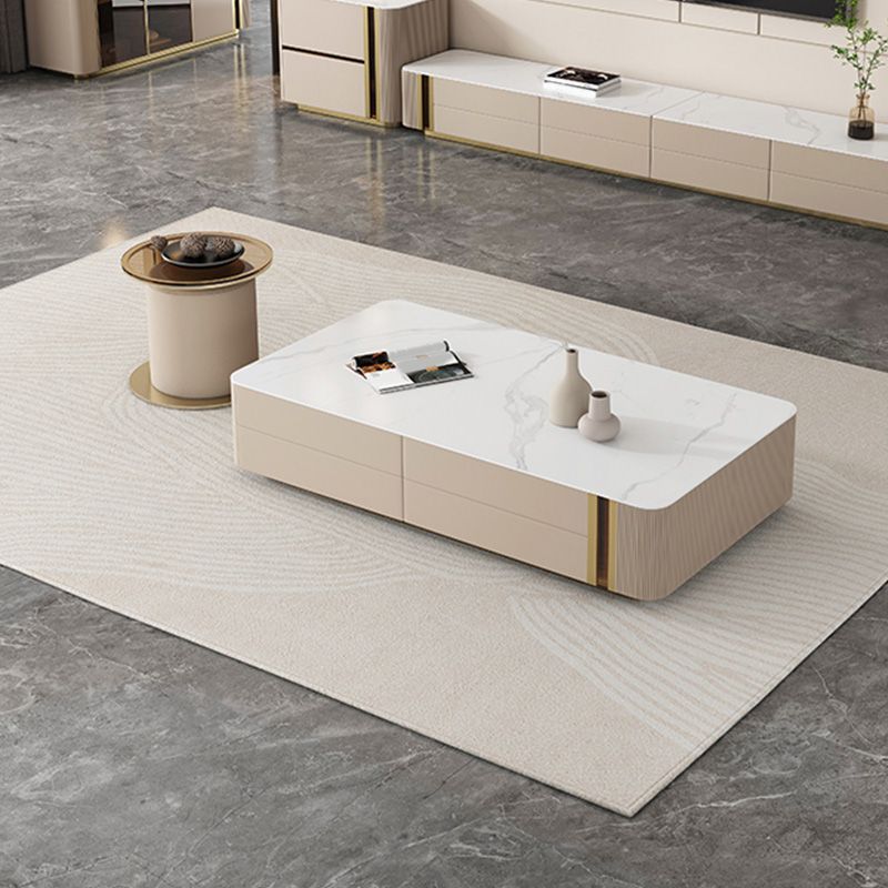 Slate Rectangular Coffee Table White Coffee Table Set with Drawer Clearhalo 'Coffee & Accent Tables' 'Coffee Tables' 'coffee_tables' 'furn' 'furn_coffee_tables' 'Furniture' 'Living Room Furniture' 1200x1200_dea751a0-4c64-4c5f-a69a-02d6c15970d6