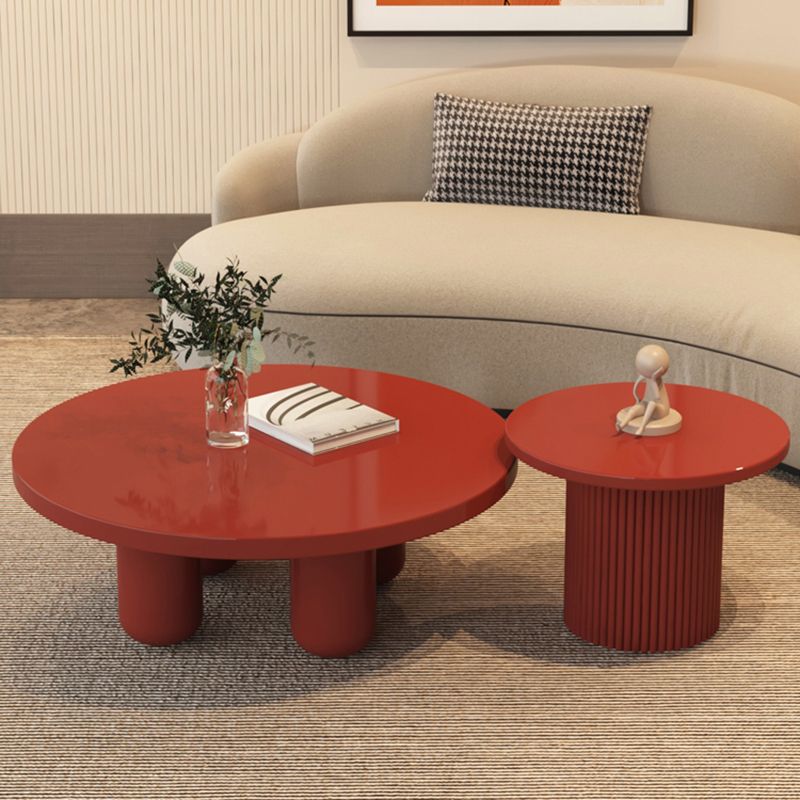 Contemporary Round Coffee Table Set Pedestal Wood Cocktail Table Clearhalo 'Coffee & Accent Tables' 'Coffee Tables' 'coffee_tables' 'furn' 'furn_coffee_tables' 'Furniture' 'Living Room Furniture' 1200x1200_dea75bef-2c6f-4a4d-84b4-e69a617e96b2