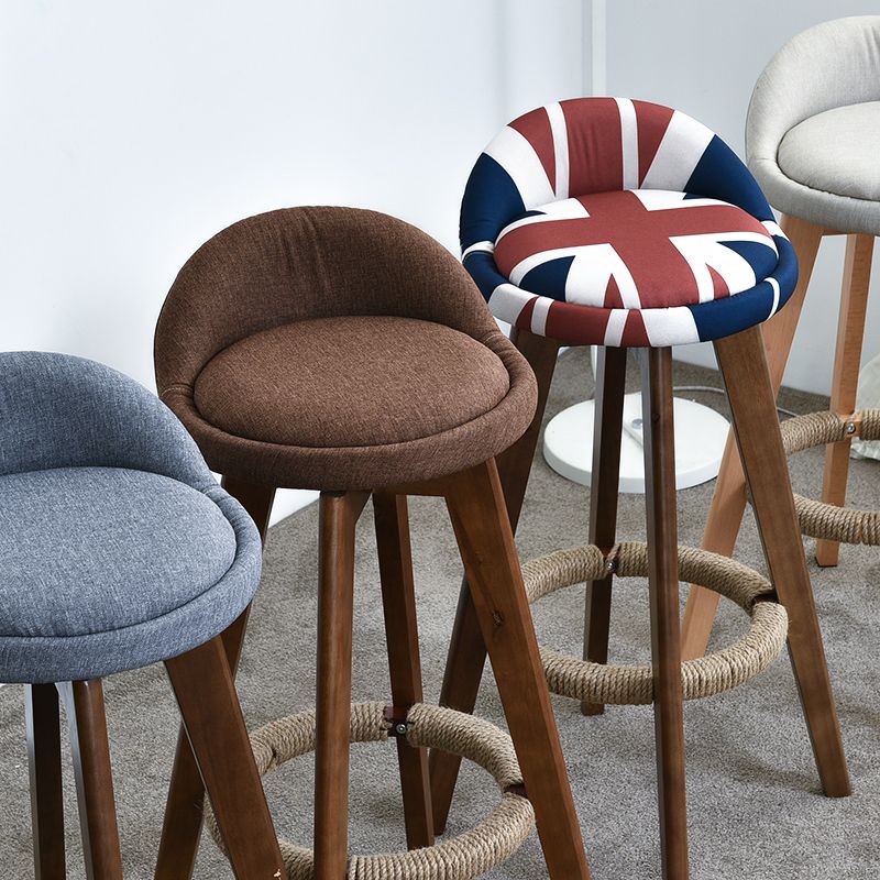 Modern Solid Wood Bar Stool Footrest Low Back Bucket Counter Stool with Cushion, 1 Piece Clearhalo 'Bar Furniture' 'Bar Stools' 'bar_stools' 'furn' 'furn_bar_stools' 'furniture_bar_stools' 'Kitchen & Dining Furniture' 'kitchen&dining_furn' 'kitchen' 'kitchen_furn' Furniture' 1200x1200_dea7df31-4f86-4bbf-bb76-5a440295b7dd