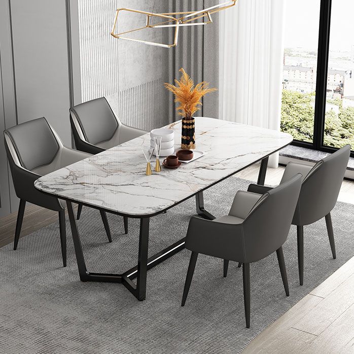 Silla de comedor de cuero moderno de cuero con patas con patas de acero en acabado mate para casa