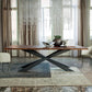 Rectangle Black Base Dining Table Industrial Wood Table for Dining Room