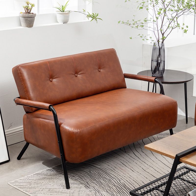 25.59" Wide Faux Leather Sofa 3 Seater Tufted Back Sofa for Living Room