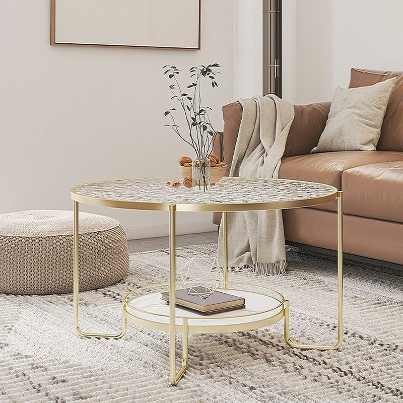 Modern 1 Single Frame Coffee Table Round Cocktail Table with Storage Clearhalo 'Coffee & Accent Tables' 'Coffee Tables' 'coffee_tables' 'furn' 'furn_coffee_tables' 'Furniture' 'furniture_coffee_tables' 'Living Room Furniture' 1200x1200_deb133b8-a7a5-4564-9ed1-2857ad40ea0f