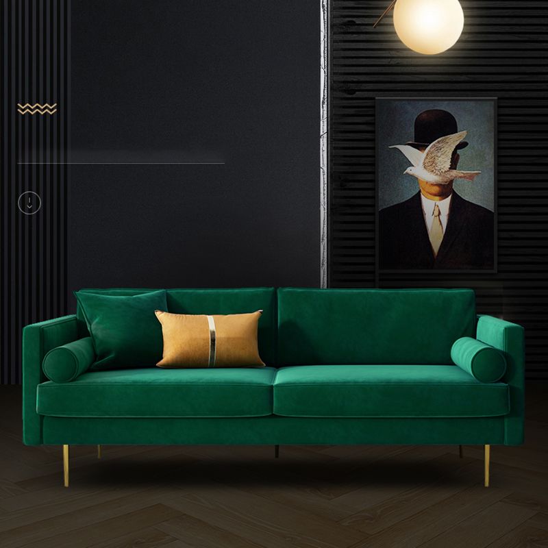 Velvet 2/3-Seat Mid-Century Modern 31.5" Wide Square Arm Sofa Clearhalo 'furn' 'furn_sofas' 'Furniture' 'furniture_sofas' 'kitchen' 'kitchen_sofas' 'Living Room Furniture' 'Sofa' 'sofas' 1200x1200_deb393aa-3255-480b-b846-5a944e7952c2